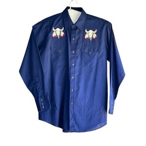 Plains Western Wear Shirt With Snaps And Embroidery Size Large
